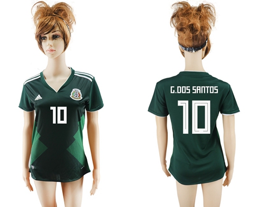 Women's Mexico #10 G.Dos Santos Home Soccer Country Jersey - Click Image to Close